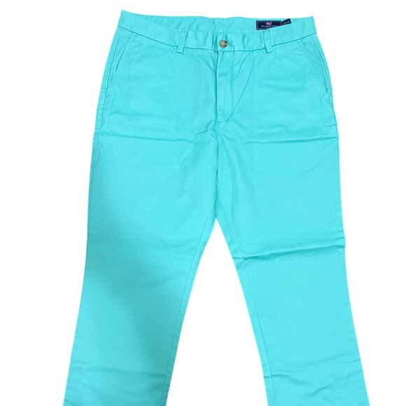 Vineyard Vines Slim Fit Breaker Pants Size 35x 30 Flat Front Aqua Blue - Picture 1 of 6